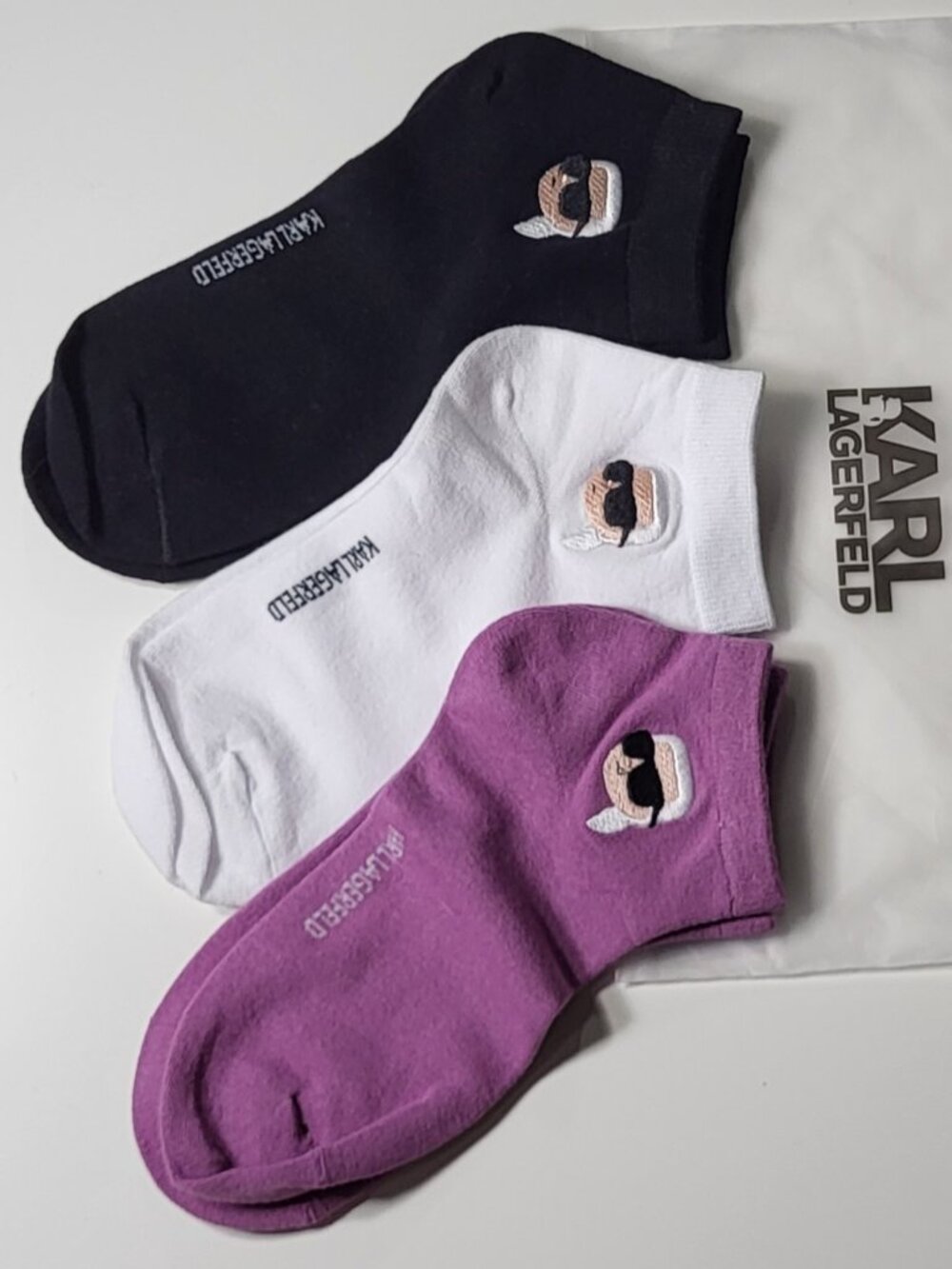✨Karl Lagerfeld Ikon Short Socks 3-Pack Embroidered Logo✨